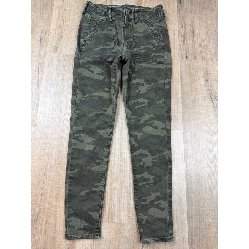 American Eagle Hi-Rise Jegging Crop Green Camo Pants Next Level Stretch Size 4
